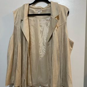 Tan fringe vest